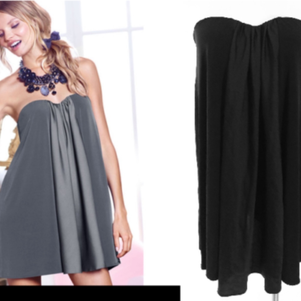 💰 Victoria's Secret Black Stretch Strapless Pleated Push-up Dress ⭐️